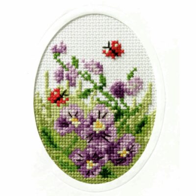Pre-printed Cross Stitch Greetings Card Kits - Orchidea
