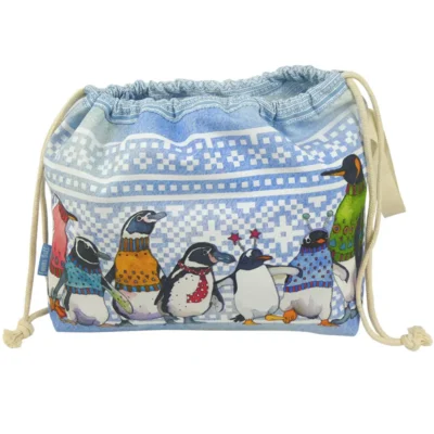 Penguins in Pullovers - Drawstring Project Bag - Emma Ball