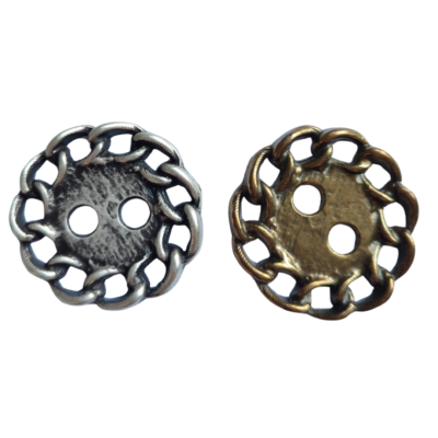 Metal Chain Edge 2 Hole Buttons – Silver & Gold