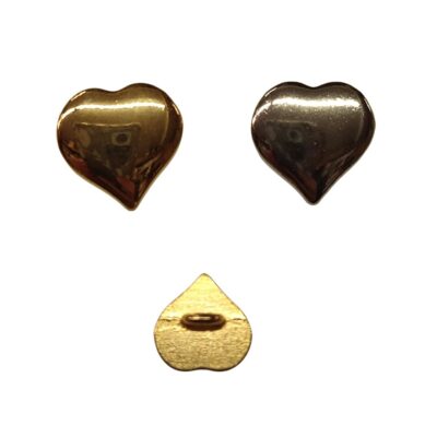 Shiny Metal Heart Buttons - Gold & Silver - 15 & 12mm