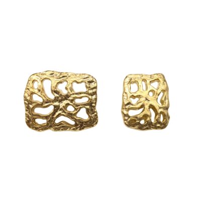 Silver & Gold Rectangle Shanked Metal Effect Cut Out Button
