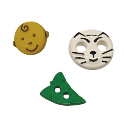 various design buttons - baby, cat, leaf